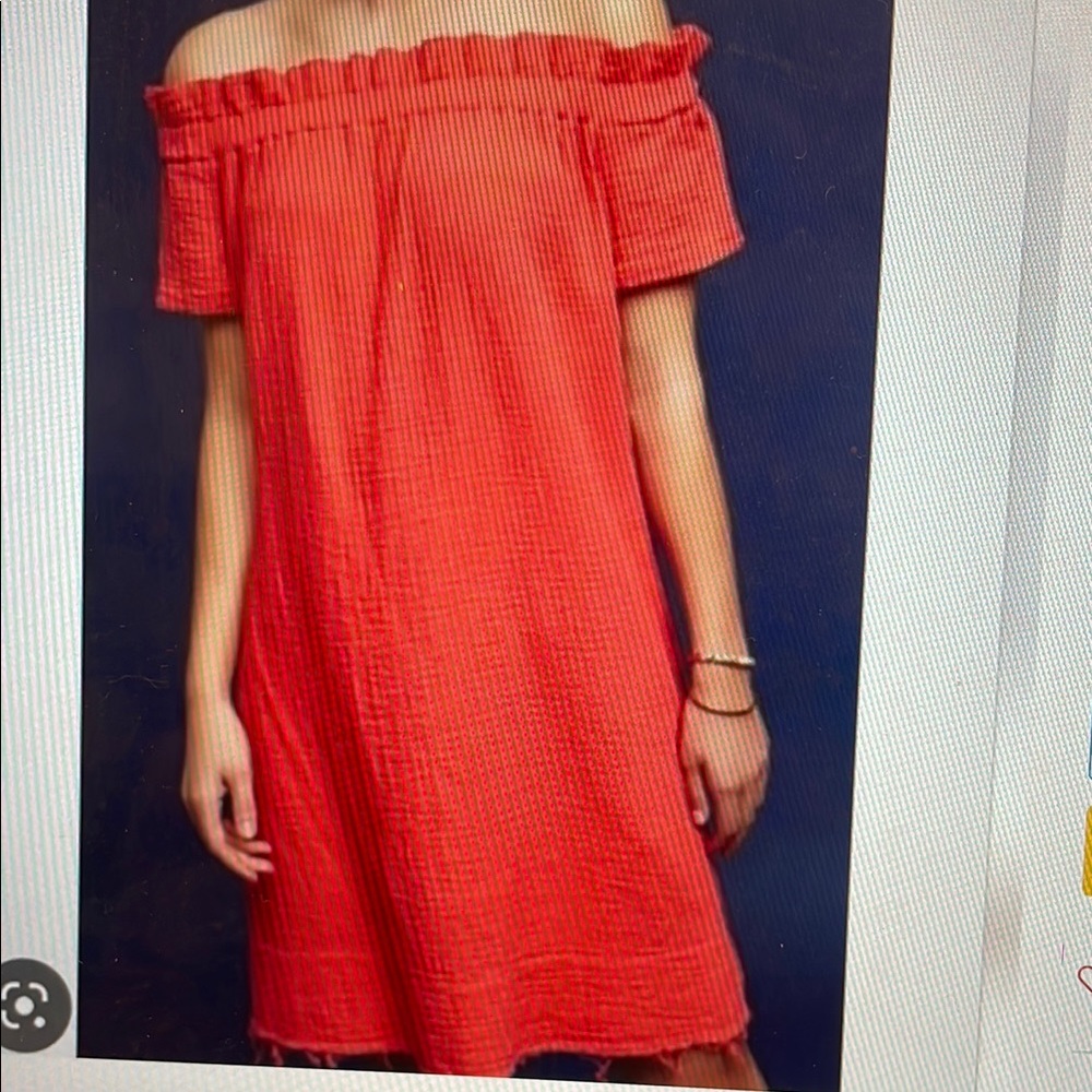 Amadi for Anthropologie coral gauze off shoulder dress sz xs